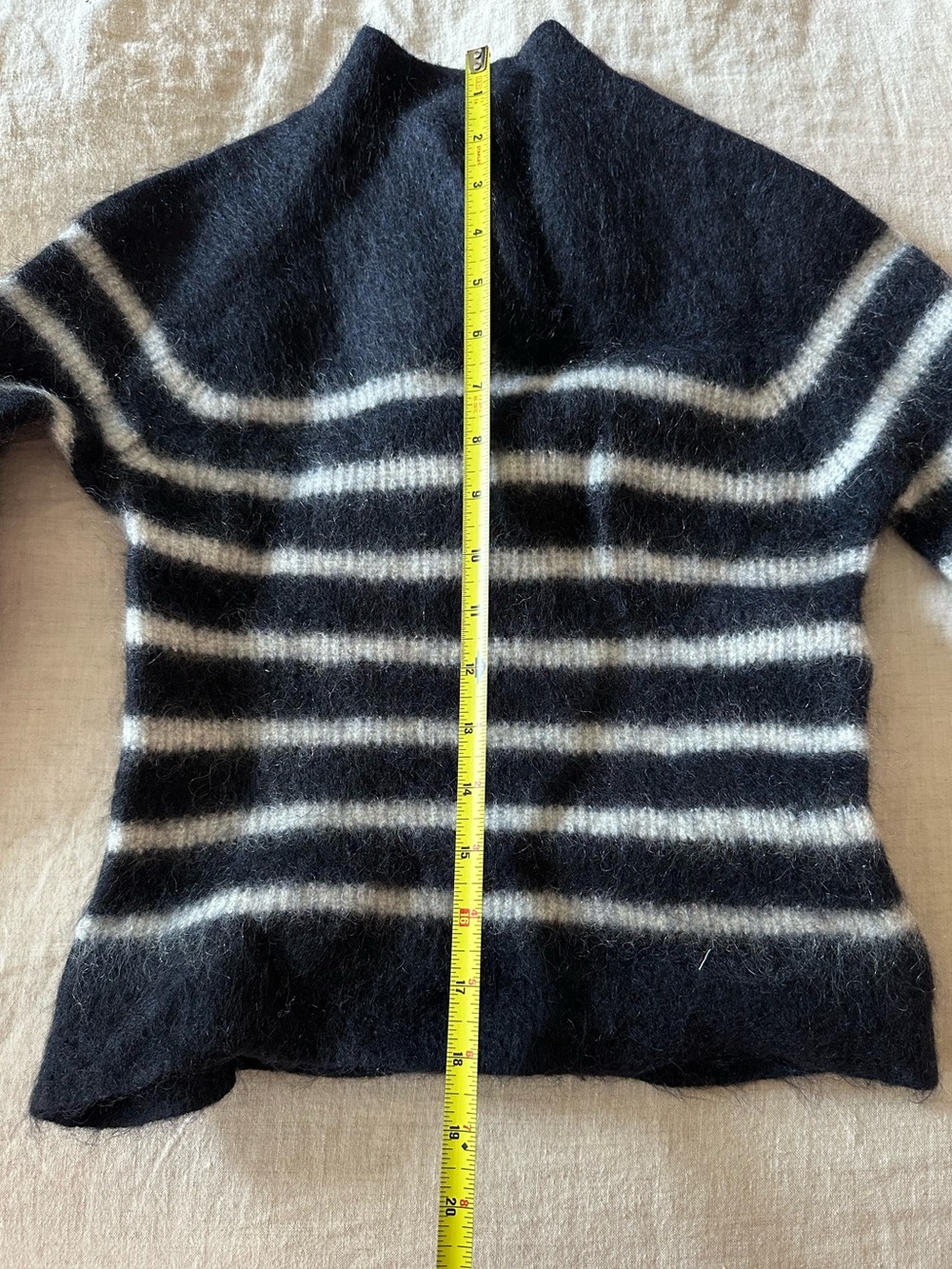 Sezane Black and White Striped Button-Neck Turtleneck Sweater - Picture 5 of 8